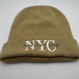 New York City Embroidered Logo Tan Beanie Hat GR70